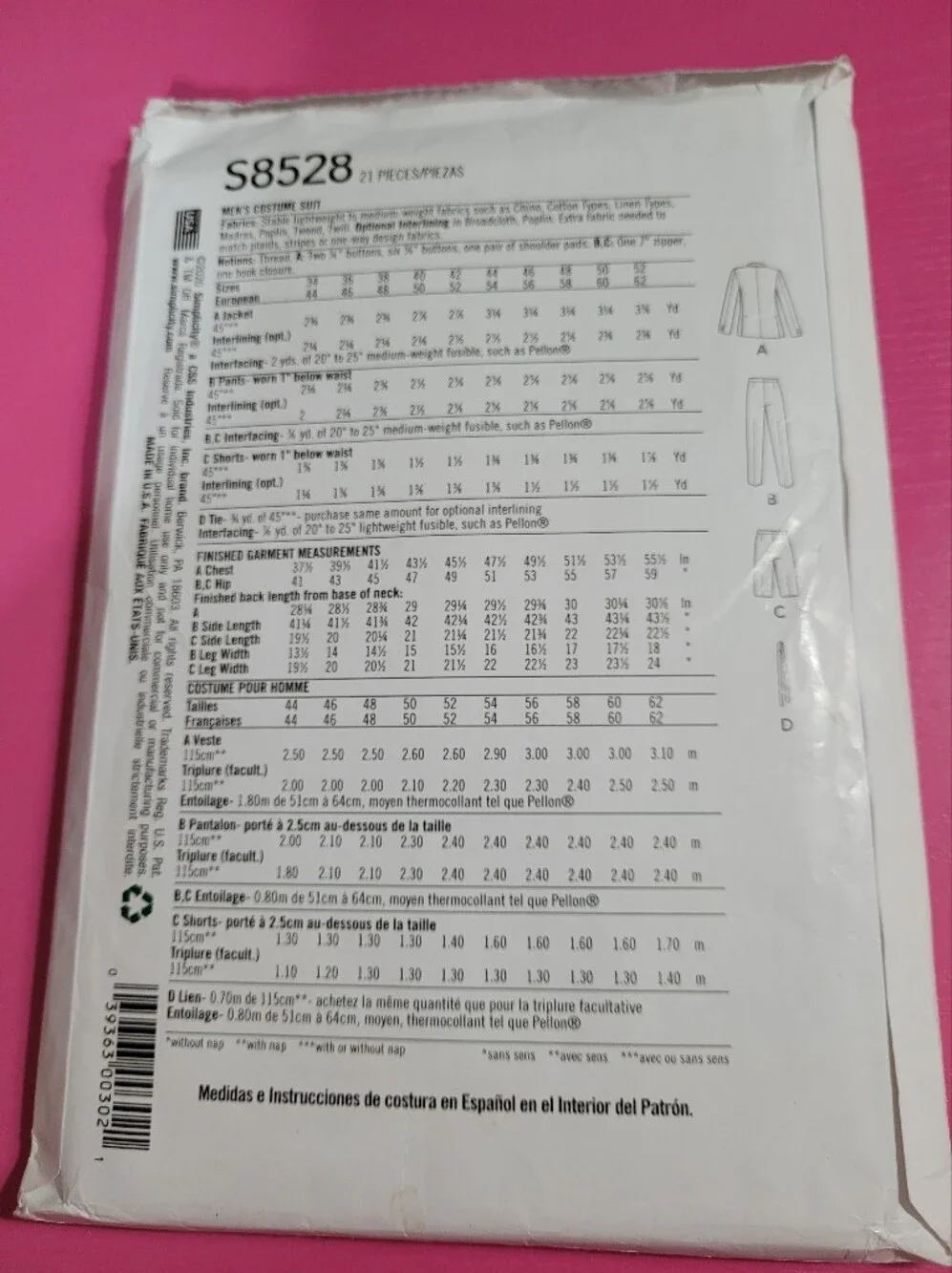 Simplicity Andrea Schewe Men's Costume Suit Sewing Pattern S8528 (1450)